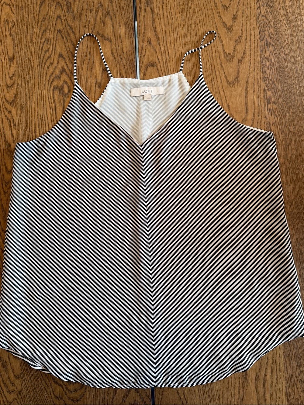 LOFT Black & White Diagonal Stripe V-Neck Cami